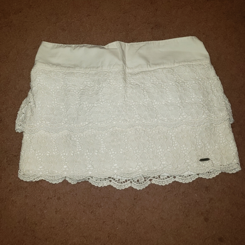 Hollister White Lace Mini Skirt